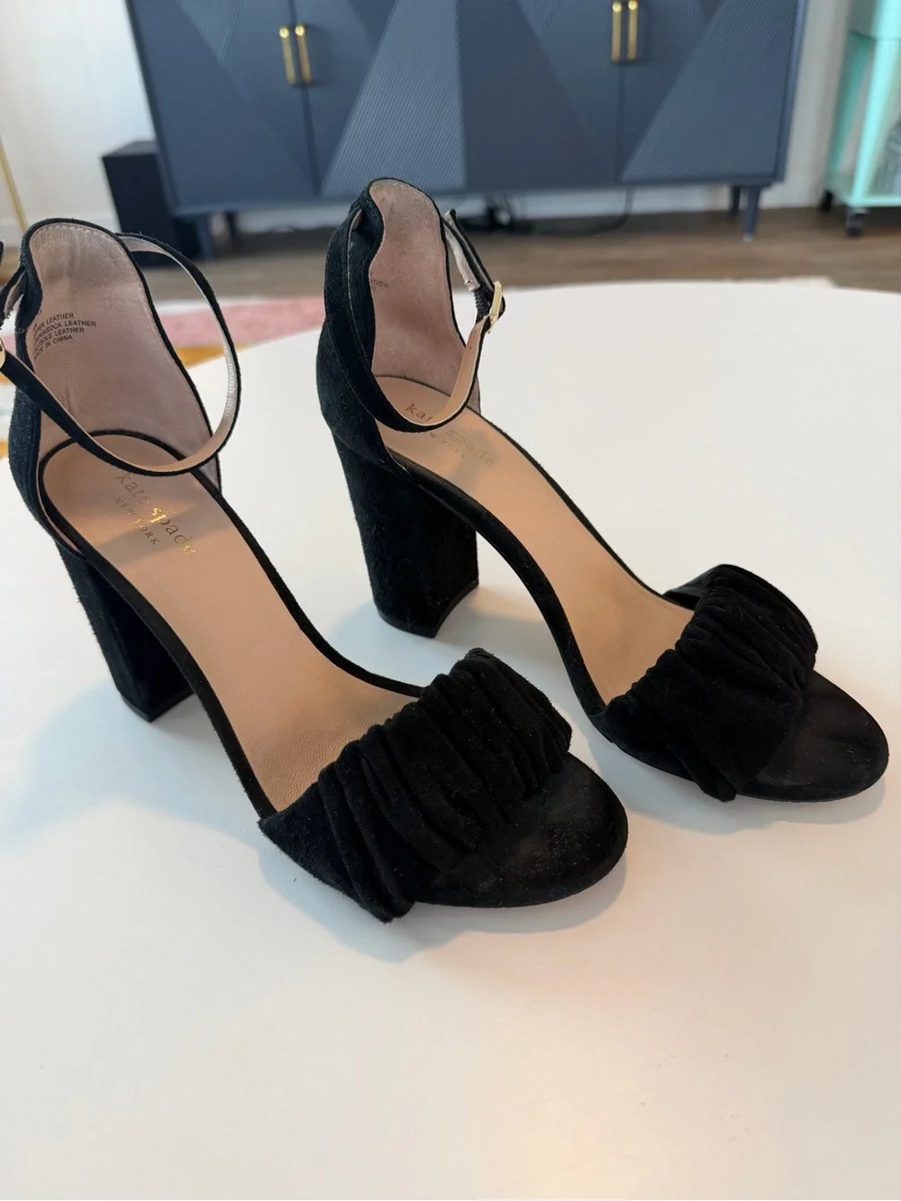 Kate Spade Black Suede Mona Heeled Sandals